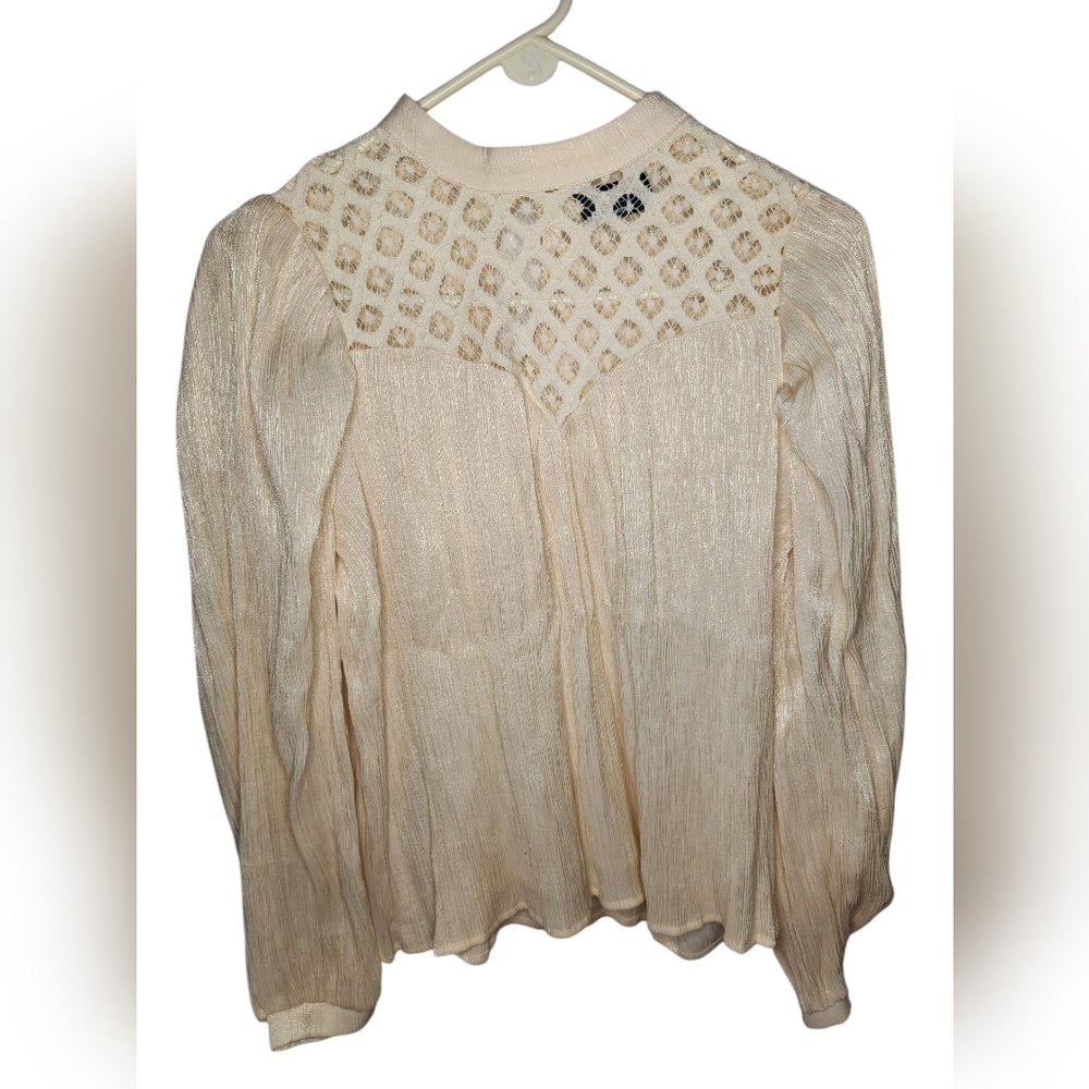 Vici Cream Eyelet Blouse Size M